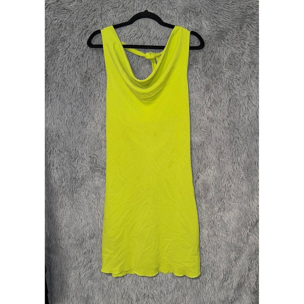 See You Monday Neon Yellow Cowl Neck Mini Dress
